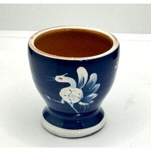 Vintage A. Bulle Dubuis Bosshard Mid-Century Blue "Peacock/Floral" Cup Vase